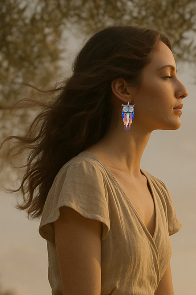 Pendientes Auralina | Joyería Artesanal Inspirada en el Búho | Diseño Ligero y Sostenible