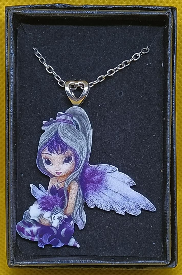 Plastic Purple Fairy Pendant Necklace.