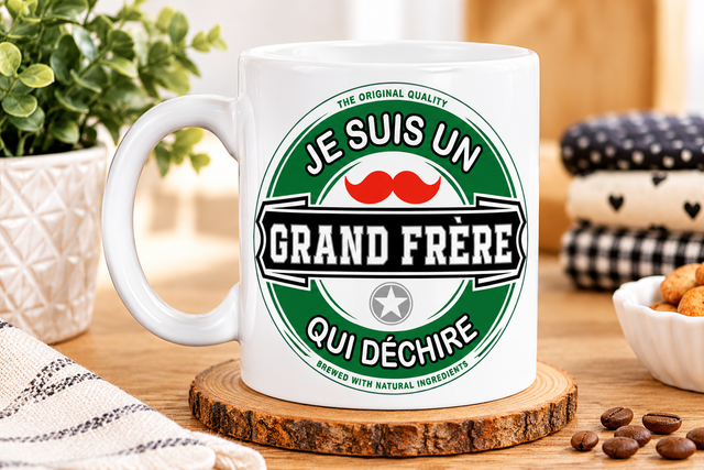 Mug « Je suis un Grand Frère qui Déchire » – Cadeau Original pour Grand Frère, Tasse en Céramique Blanche, Idée Cadeau Anniversaire, Noël 
