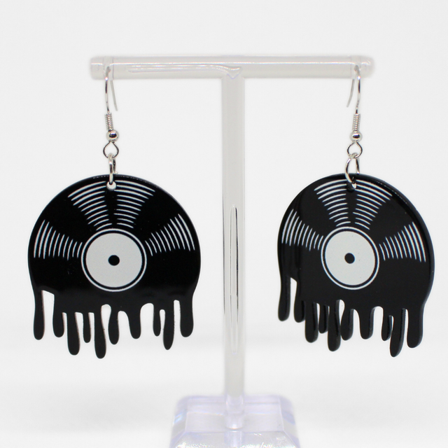 Melting Vinyl Record Earrings