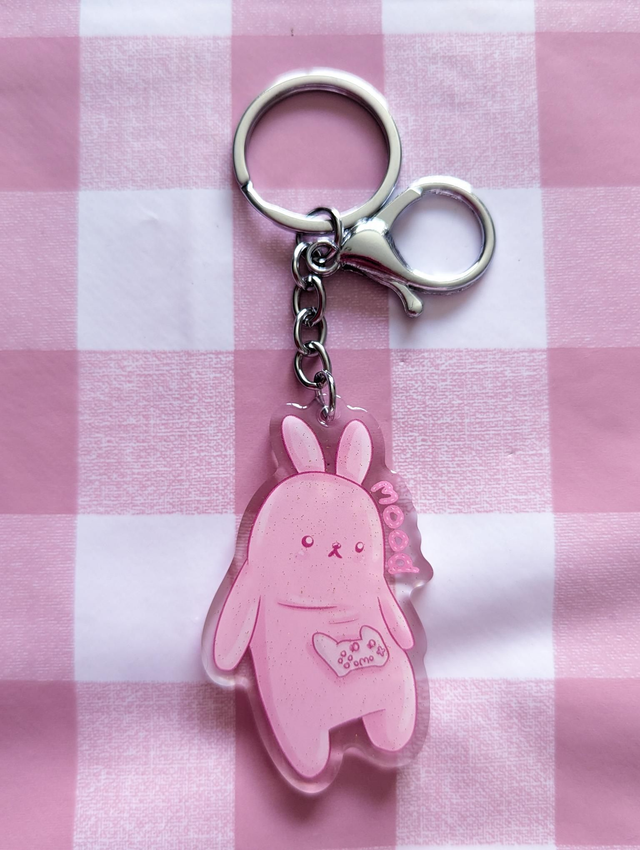 Mood Bunny Keyring - rabbit gifts, gamer gifts, charms, keyring charm, keychain charm, cute gifts, quirky gifts, unique gifts