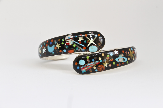 Bracelet Galaxy Kundalini UFO NAVAJO argent massif et pierres naturelles 