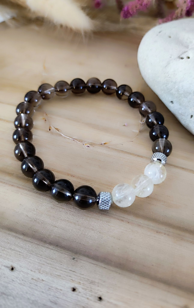 Bracelet "Optimisme" Quartz fumé et Citrine