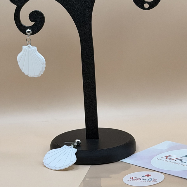 Boucles d'oreilles Coquillage - Forme Pleine - Attaches de couleur Inox