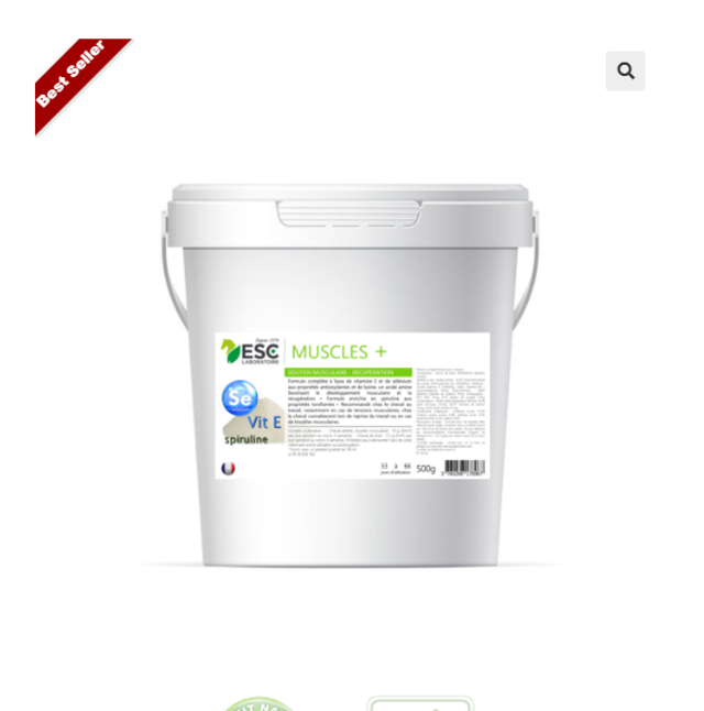 MUSCLE+ – Vit E, sélénium, lysine et spiruline – Soutien et récupération musculaire cheval