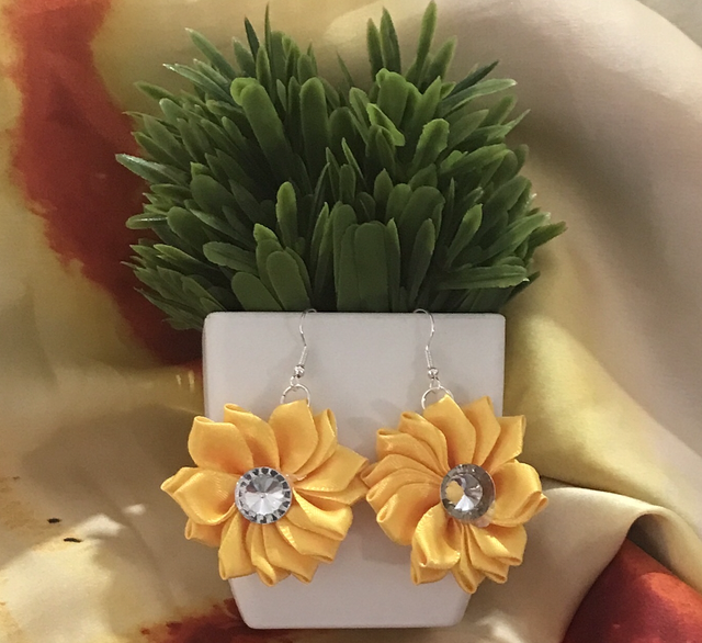 Yellow Plain Fabric Earrings - PFE08