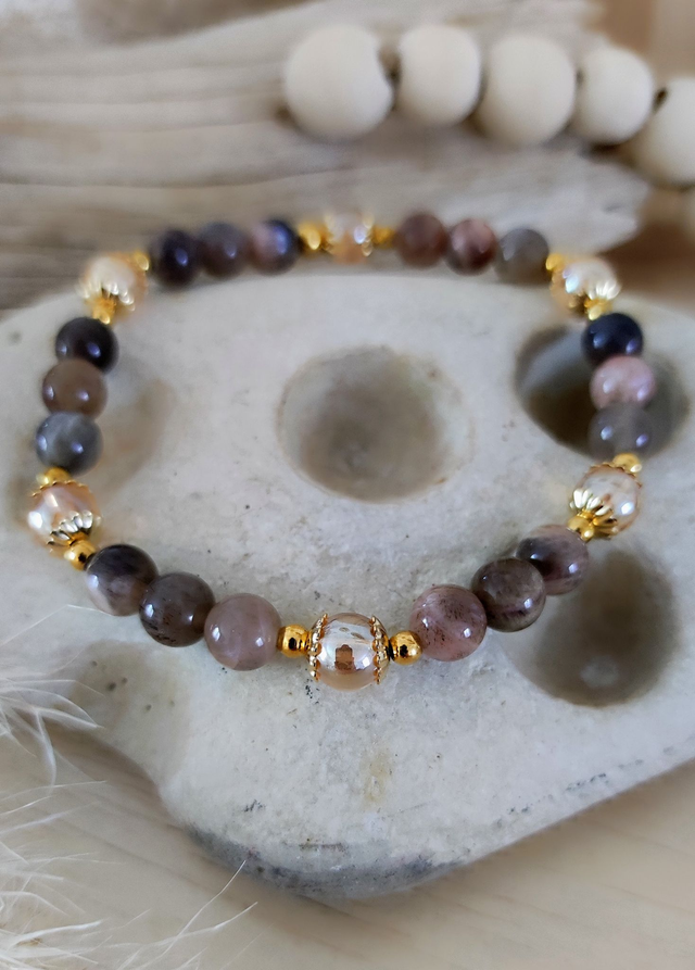 Bracelet "Intuition et Perception" Pierre de lune noire