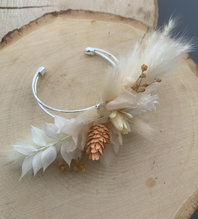 Bracelet fleuri/beige, blanc, saumon