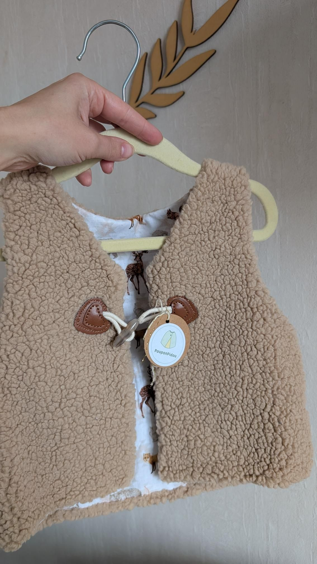 Gilet de berger enfant marron glacé