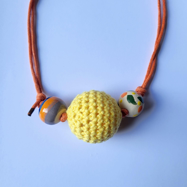 Chunky Bead Necklace - Lemon