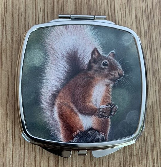Compact handbag / pocket mirror with Squirrel design