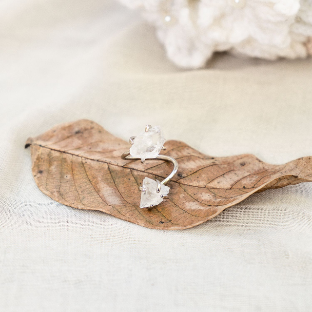 Hegyikristály geóda gyűrű Silver