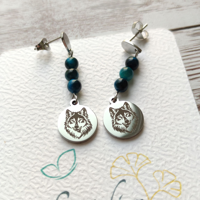 Boucles d&#039;Oreilles Loups &amp; Œil de Faucon