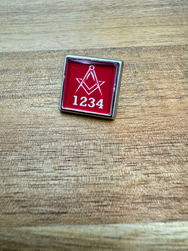 Custom Lodge Lapel Pin - Red Square