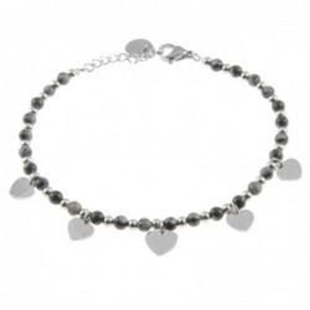 Bracciale donna con pietre naturali bijoux e charms a cuore 