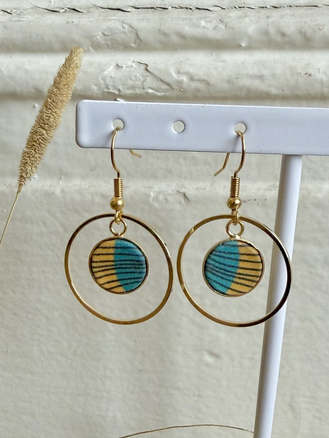 Boucles d'oreilles - HOOKRING PLUME - jaune et vert