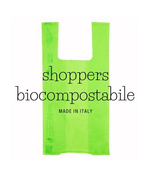 Shoppers biocompostabile verde formato grande mis. 30x60 cm.

