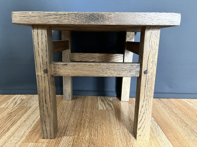Retro style, Handmade Solid Oak Stool.