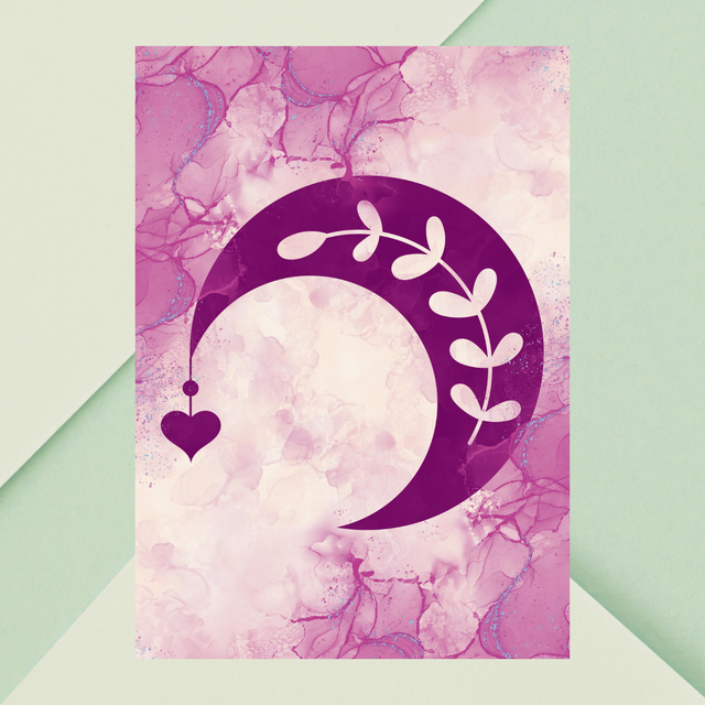 Affiche Demi-Lune &amp; Cœur Bohème Violet / Purple Half-Moon &amp; Heart Boho Art Print 