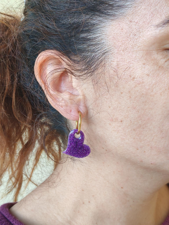 Choupettes Cœur Réversible Violette effet Pierre