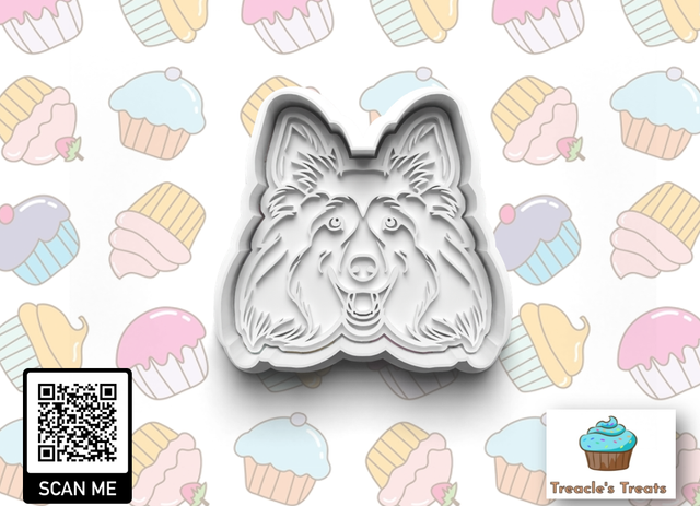 Shetland Sheepdog Head Fondant/cookie stamp with cutter