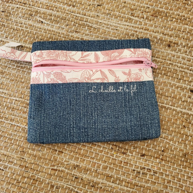 Pochette à soufflet- Jouy rose