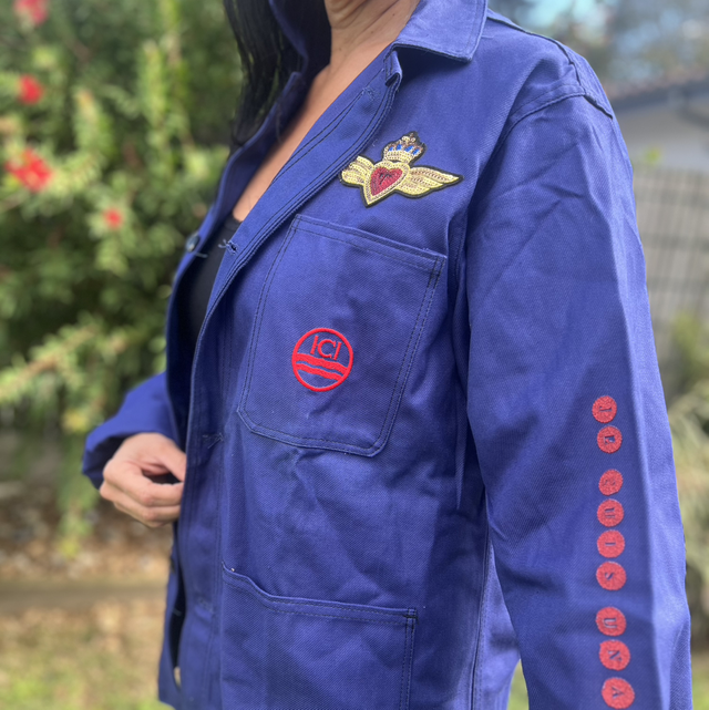 Bleu de travail customisé ailes d’ange 44/46 neuf