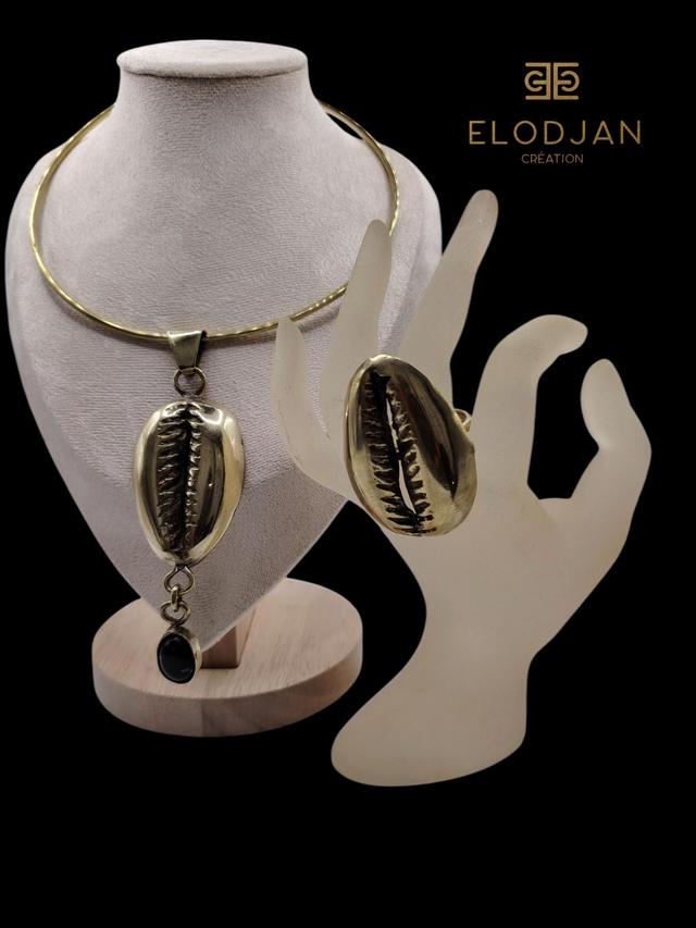 Ensemble gros cauris dorés