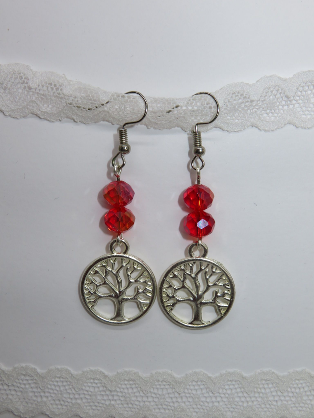 Boucle d'oreille Tchèque et arbre de vie 