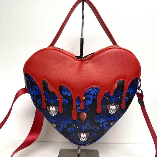 Clown Drippy Pumpkin Heart shaped crossbody Bag
