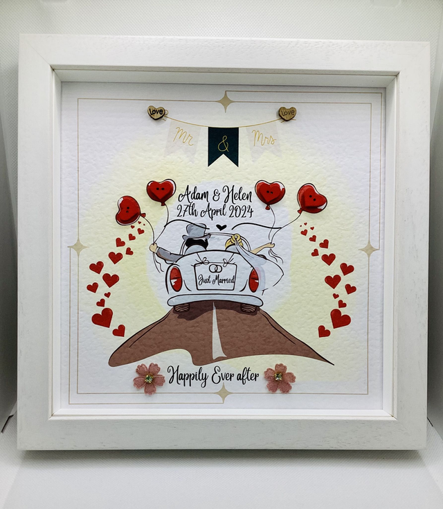 Personalised wedding frame. Handmade wedding gift for couples. Engagement gift.