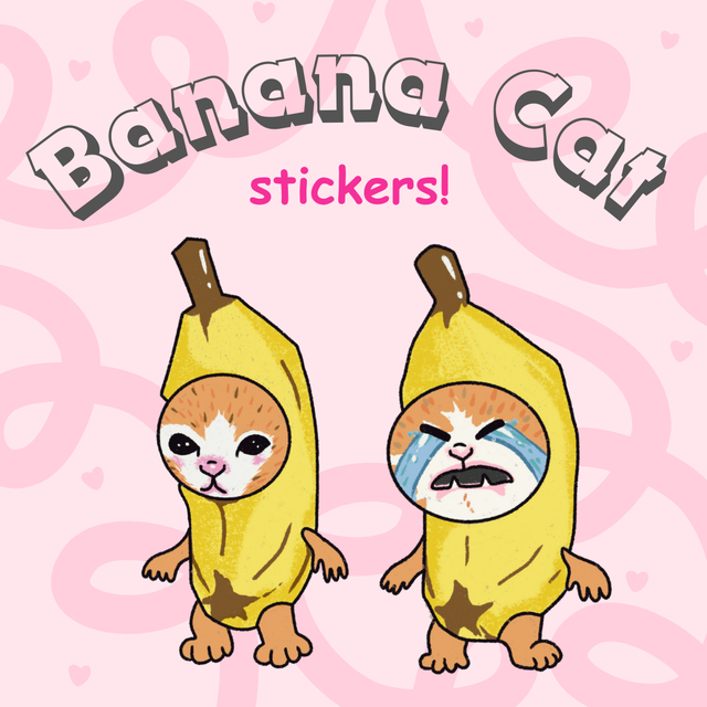 Banana Cat Stickers (4 set)