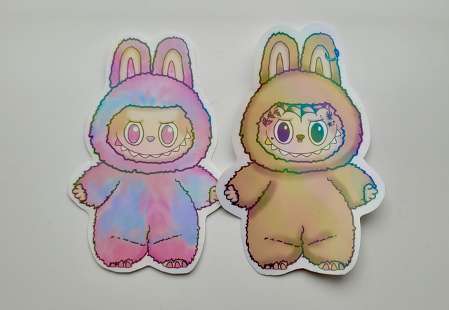 Labubu Sticker - Labubu Inspired Monster – Alt Fan Art Vinyl, Holographic Finish