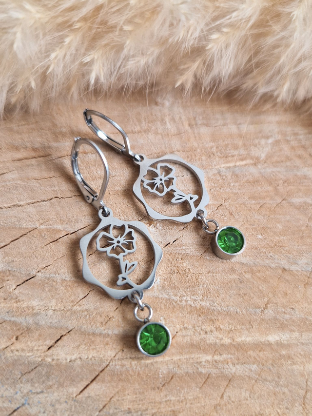 Boucles d'oreilles "Fleur de Naissance" – Août : Coquelicot