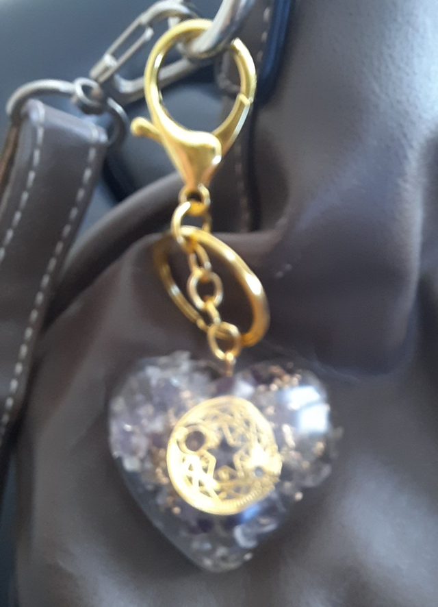 Bijou de Sac Coeur Orgonite Améthyste
