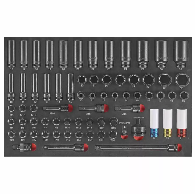 70pc 1/2"DR. Schlagsockel & Sockel-Bit-Set (EVA)