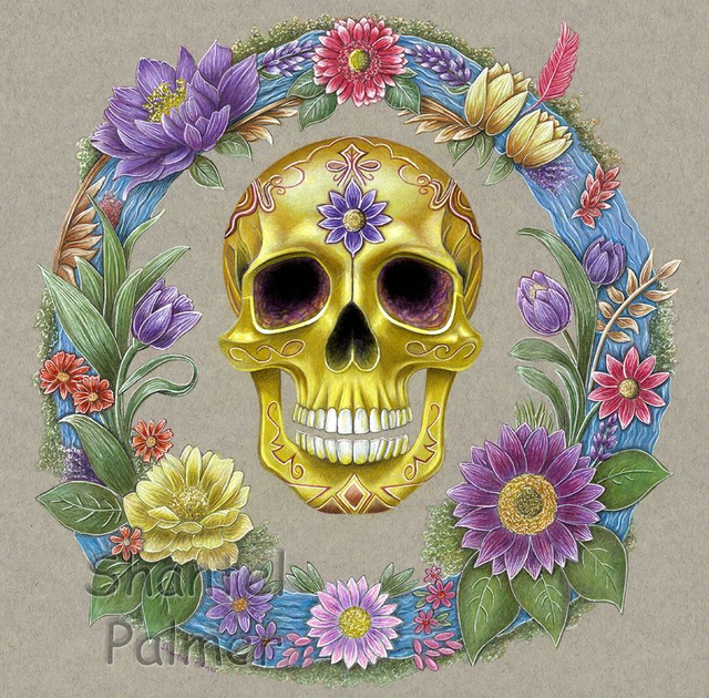 Skull and flowers