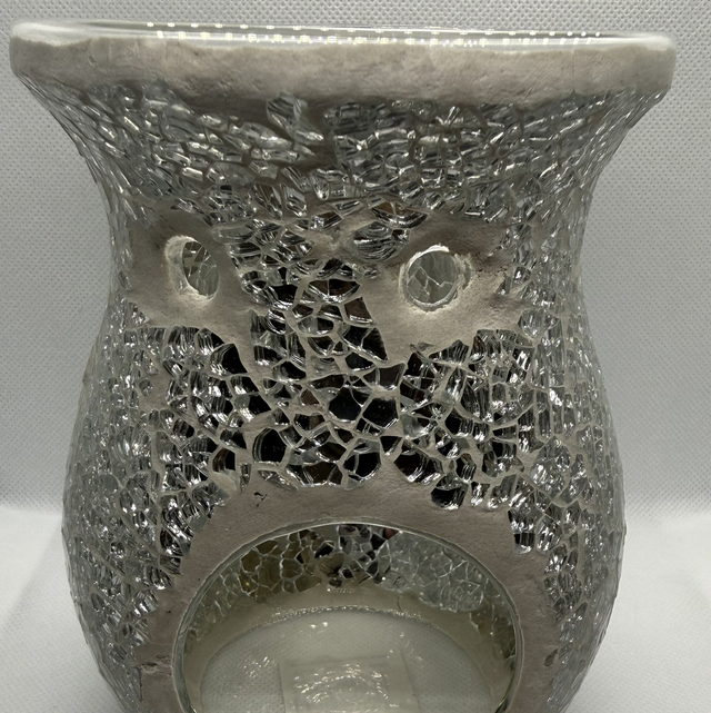 Silver Crackle Tea Light Burner