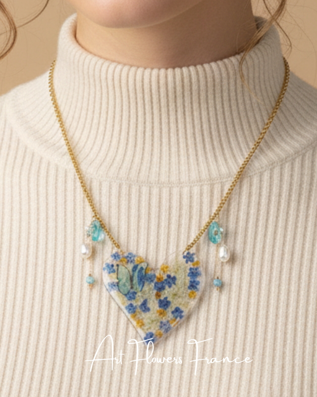 Collier cœur Myosotis