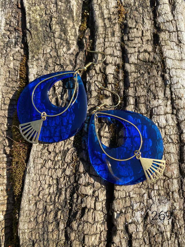 💙 Boucles d’oreilles  – Bleu Vibrant &amp; Doré