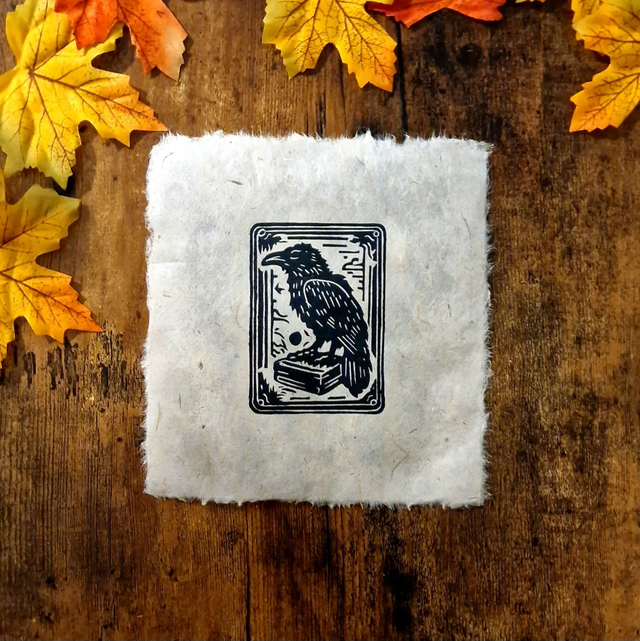 Linogravure - Le Corbeau