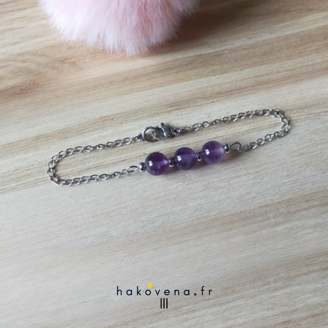 Bracelet avec perles d’Améthyste – Intuition - 0008B