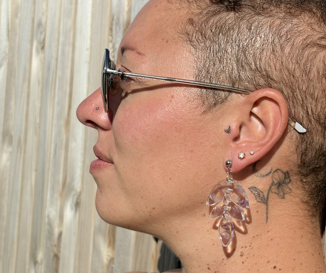 Boucles d’oreilles feuilles résine et améthyste