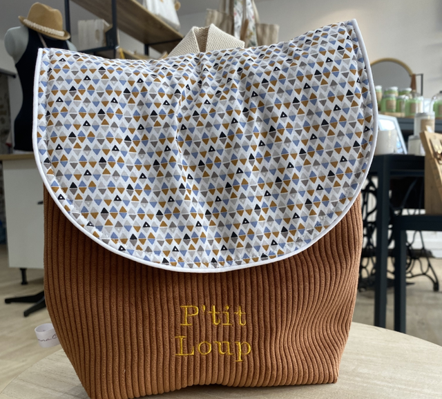 Sac à dos PRIMI velours marron 