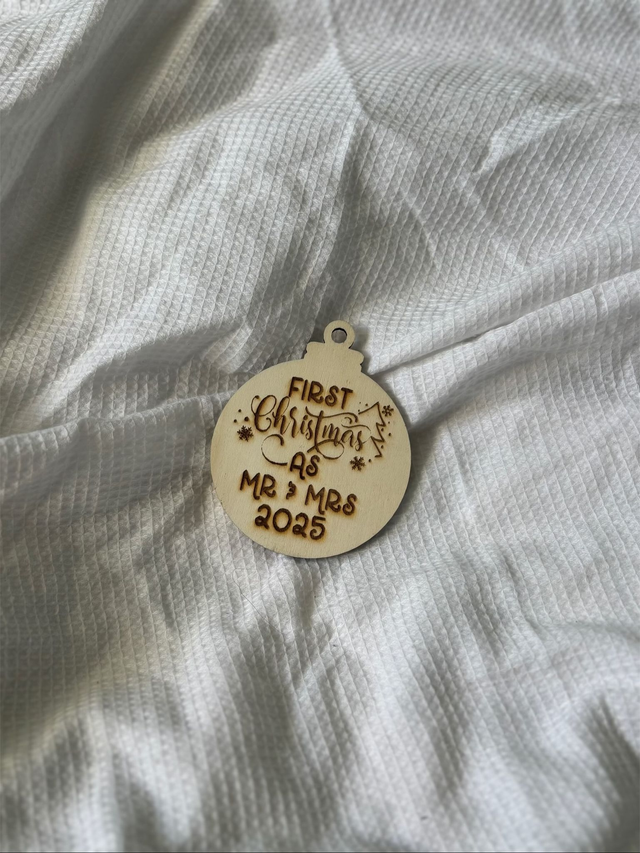 Wooden Bauble - First Christmas as a Married Couple 2025