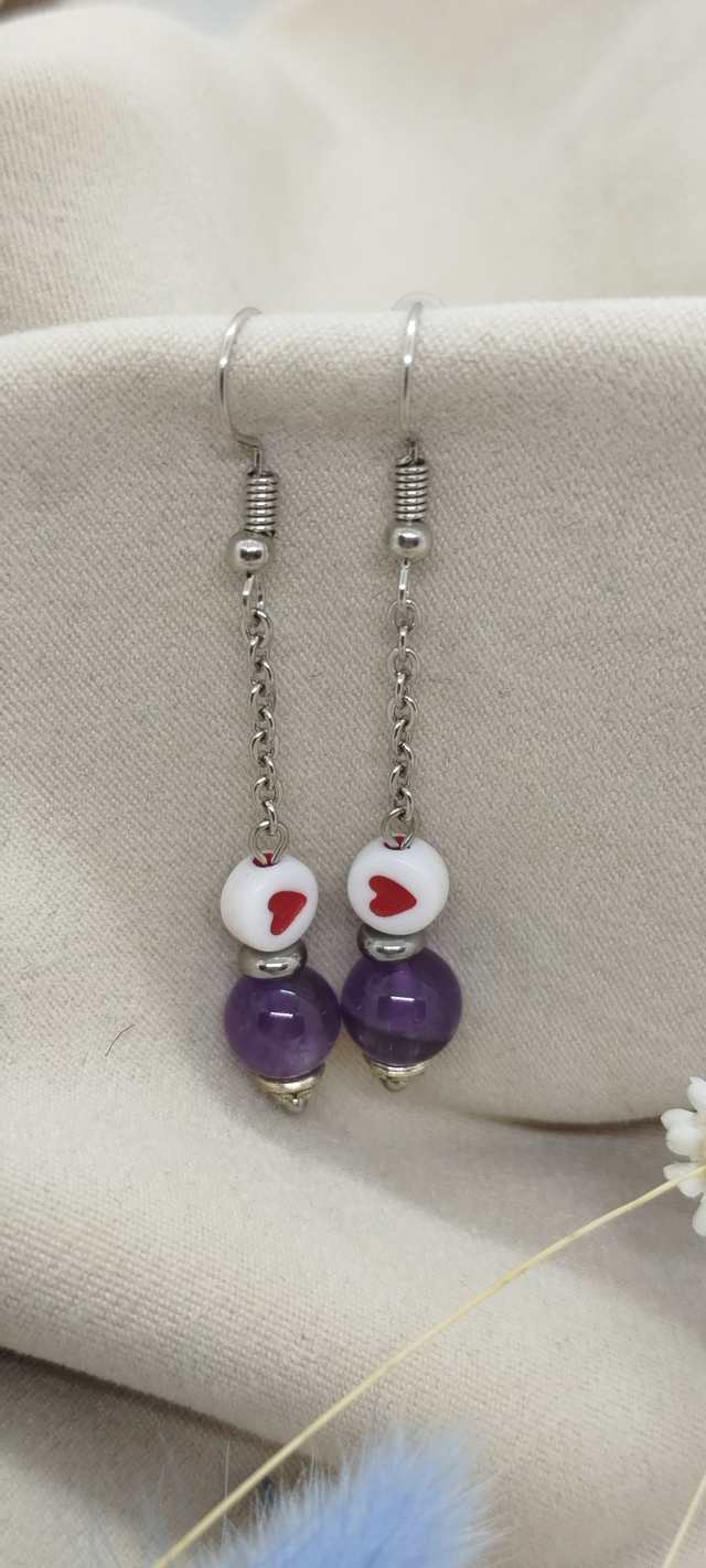 Boucles d'oreilles en pierres naturelles (améthyste)