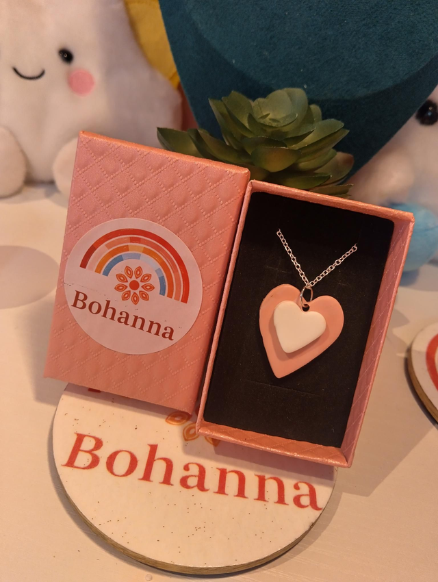 Blush Pink Heart Necklace | Handmade Polymer Clay Pendant on Sterling Silver Chain