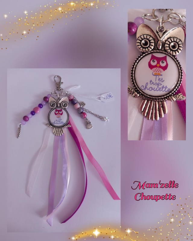 Porte-clés violet et rose