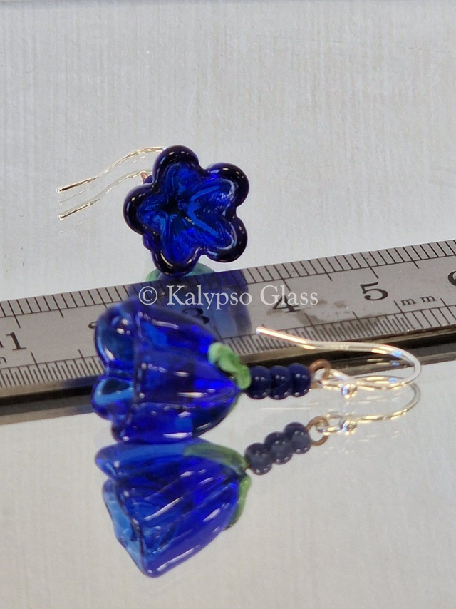Bellflower Earrings, Cobalt Blue