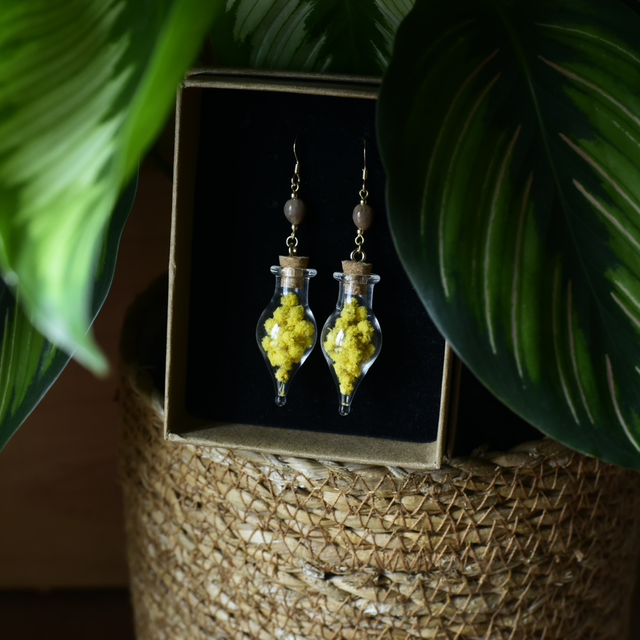 boucles d’oreilles fioles mimosa